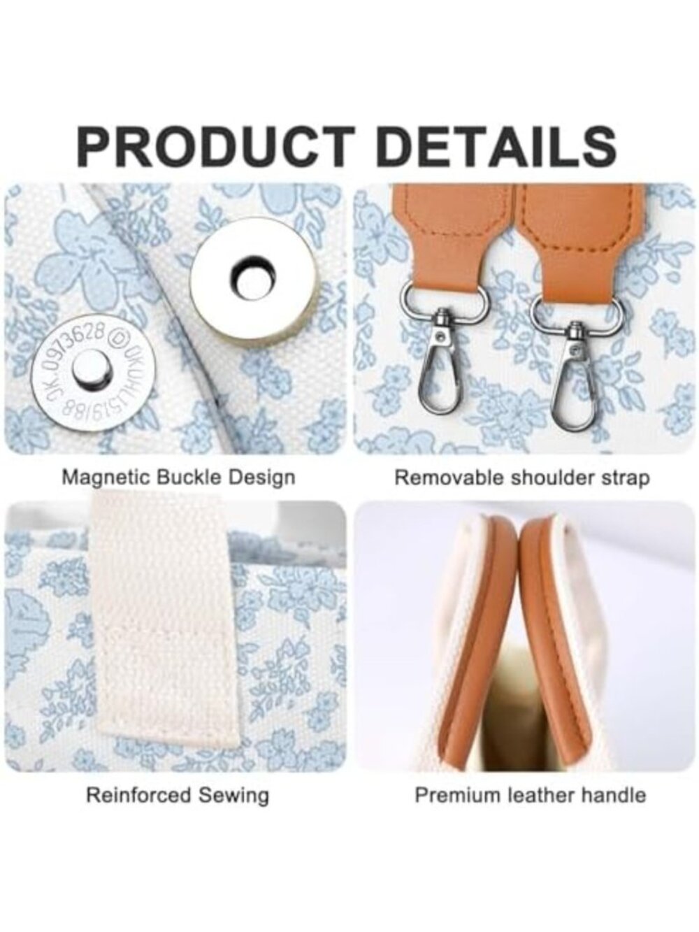 Stylish Canvas Tote Bag with Pockets | Versatile Crossbody & Shoulder Handbag - Picture 3 of 6